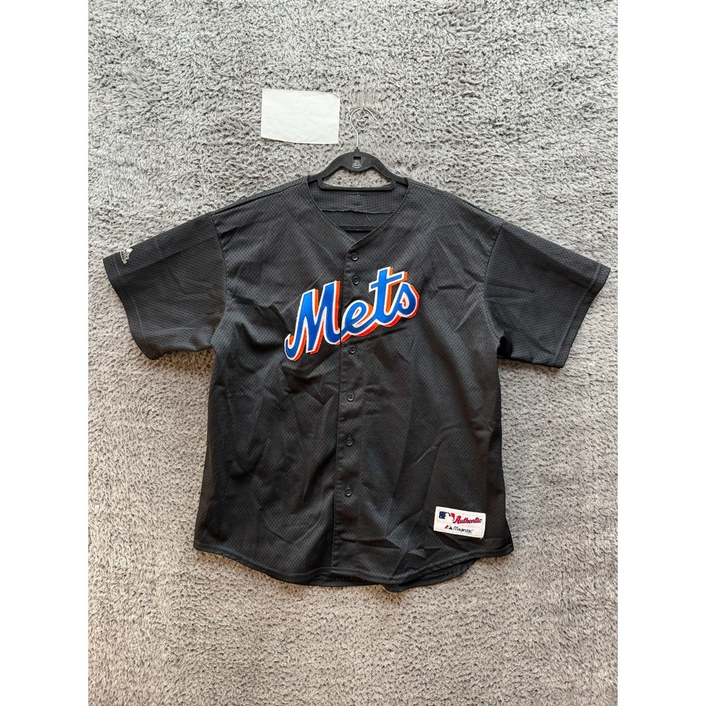 Vintage Majestic Authentic New York Mets Mesh Baseball Jersey Black Size L/XL